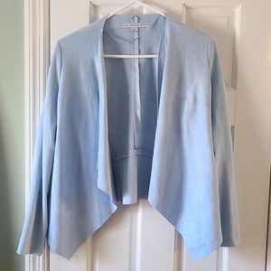 Powder blue faux suede jacket